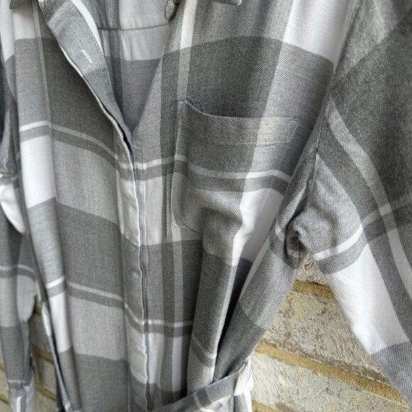 Calvin Klein Long Sleeve Plaid Collared Belted Shirt Dress Women's Size M. - Picture 6 of 7